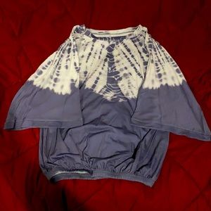 Plus Size Streak Dye Batwing Sleeve Blouson Top